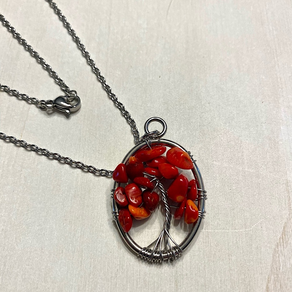 Natural red coral necklace